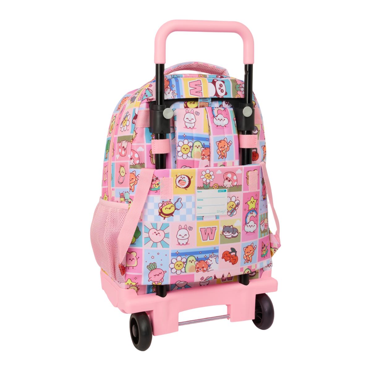 Mochila Grande com Rodas Compact Amovível Mr. Wonderful - Rosa e Multicolor Rosa / Multicolor-2