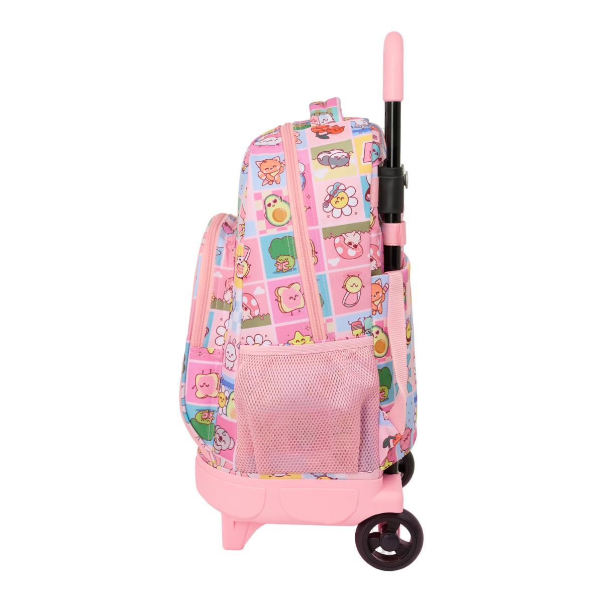 Mochila Grande com Rodas Compact Amovível Mr. Wonderful - Rosa e Multicolor Rosa / Multicolor-3