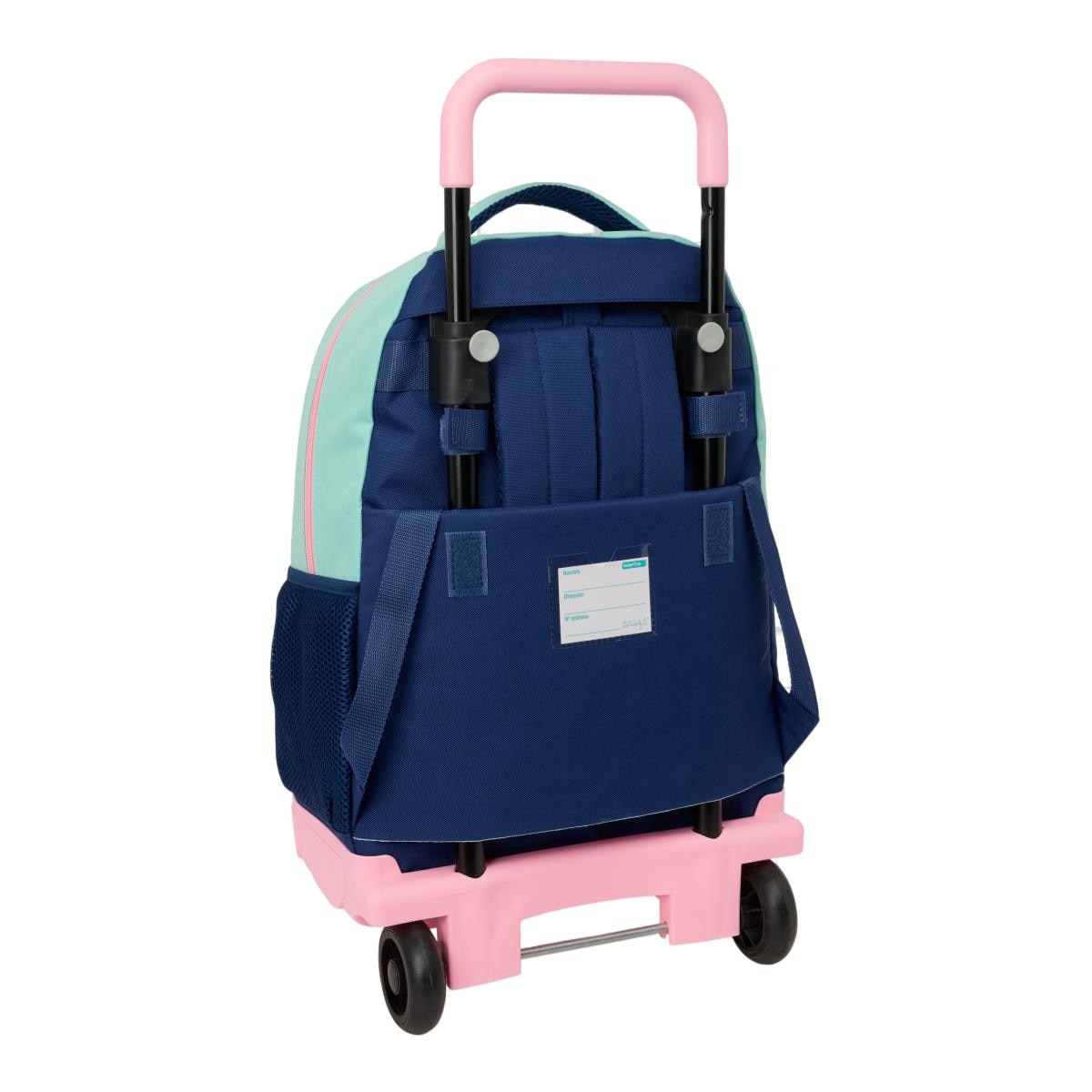 Mochila Grande com Rodas Compact Amovivel Mr. Wonderful - Azul Marinho e Verde Azul-marinho / Verde-2
