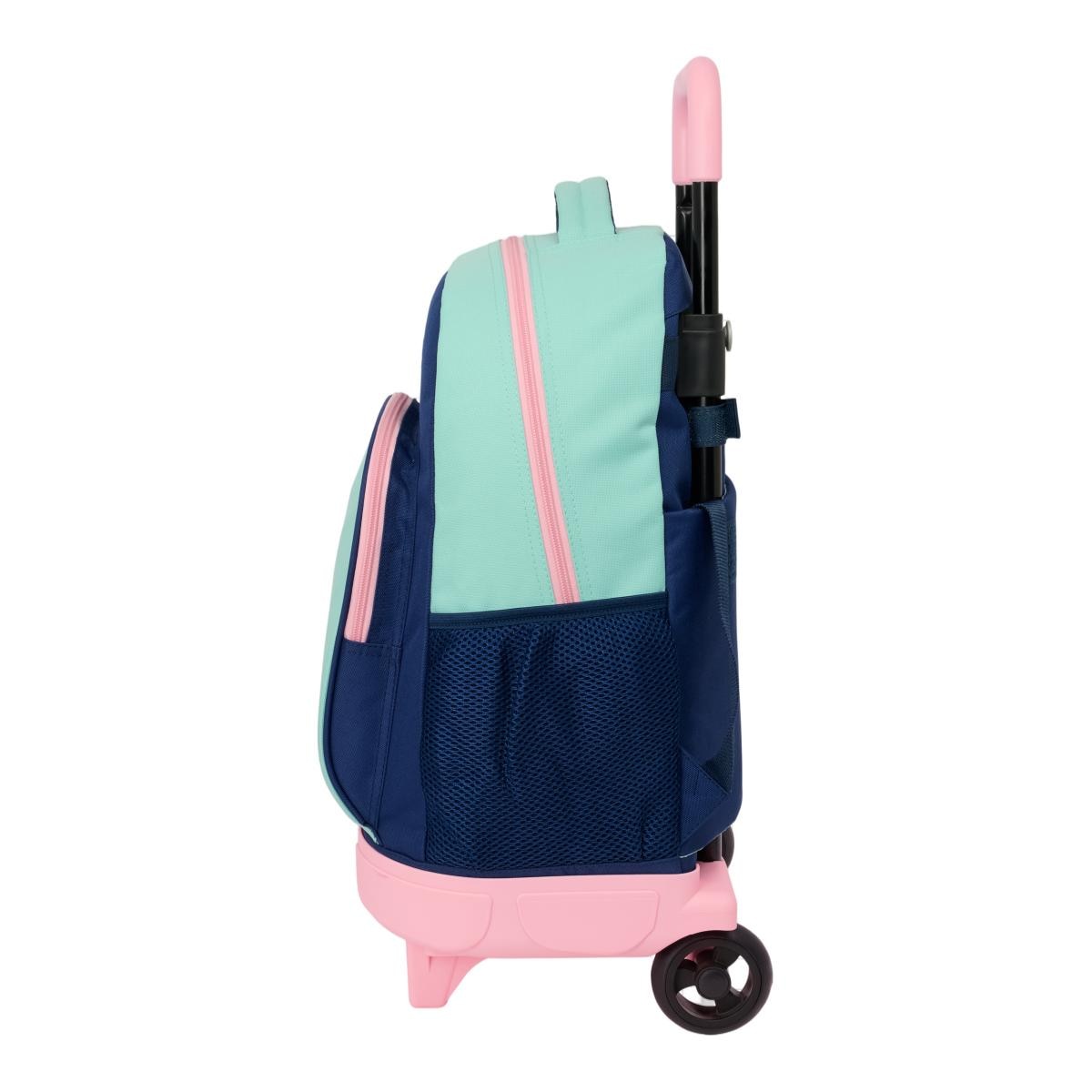 Mochila Grande com Rodas Compact Amovivel Mr. Wonderful - Azul Marinho e Verde Azul-marinho / Verde-3