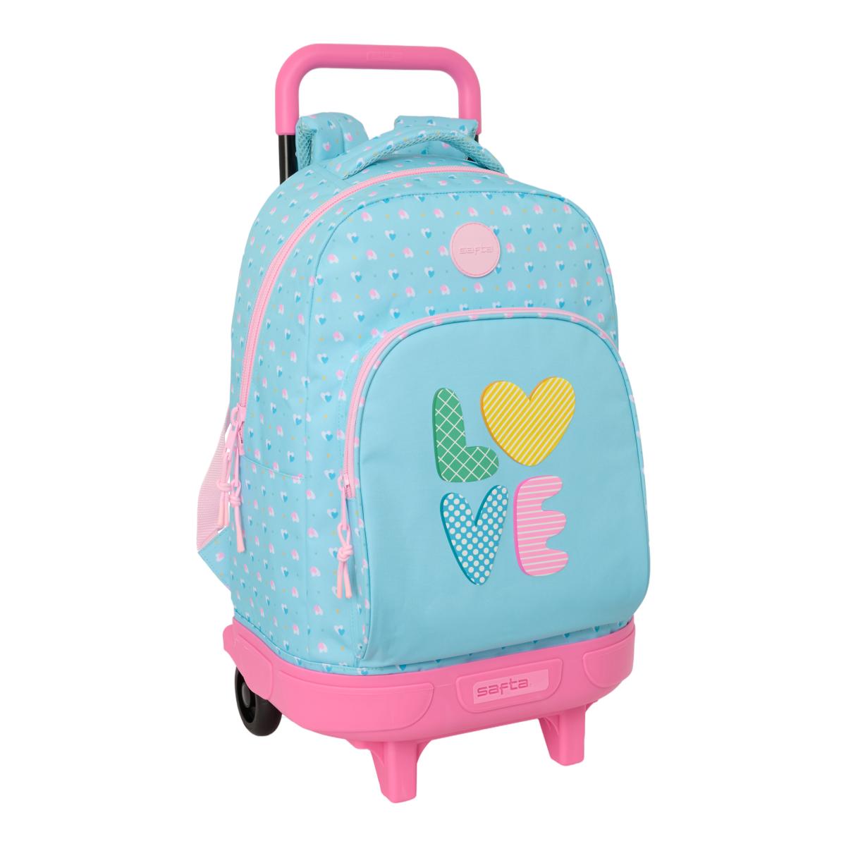 Imagem 0 de Mochila Grande com Rodas Compact Amovivel Safta Love Azul Claro e Rosa