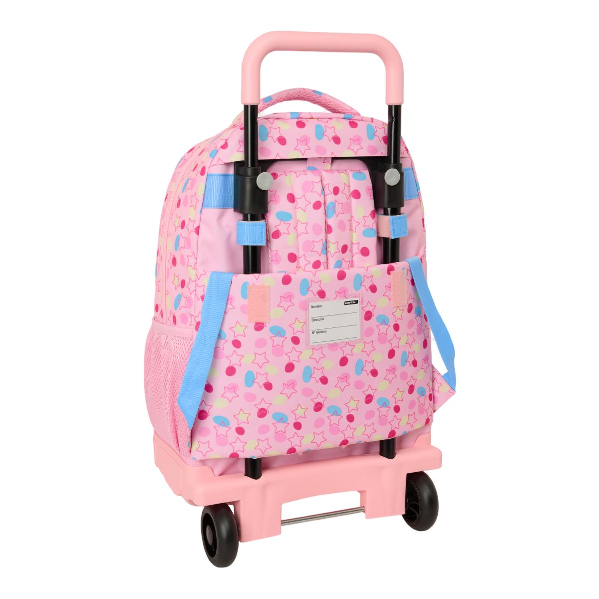 Mochila Grande com Rodas Compact Amovível Simple Safta "Arcoiris" - Rosa Claro e Multicolor Rosa-claro-2
