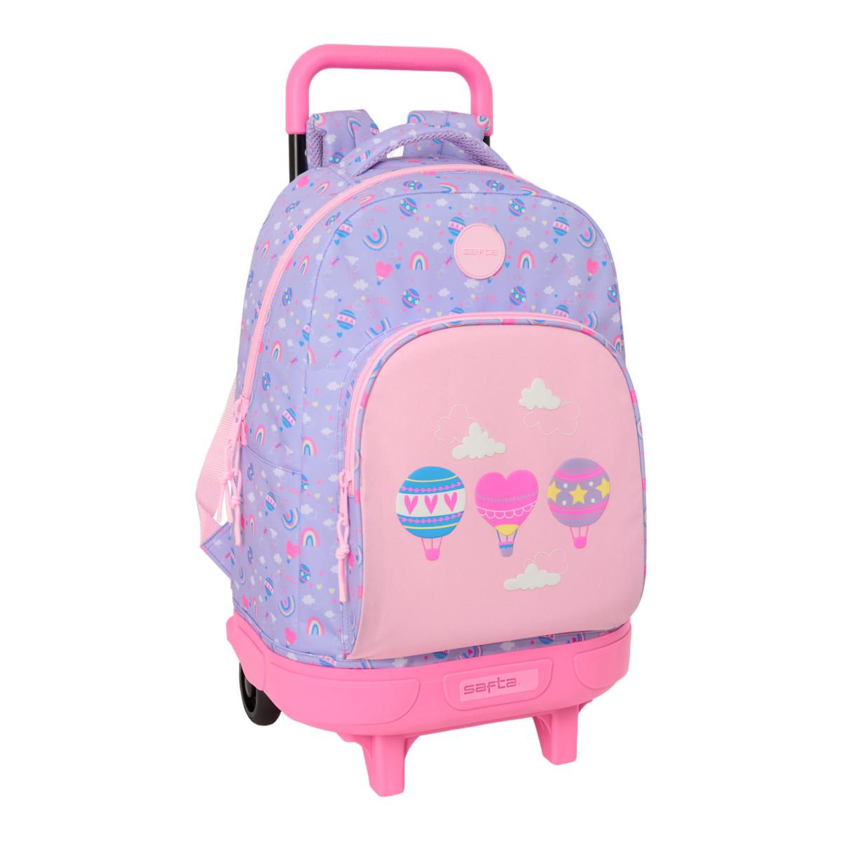 Imagem 0 de Mochila Grande com Rodas Compact Amovível Safta "Globos" - Lilás e Rosa