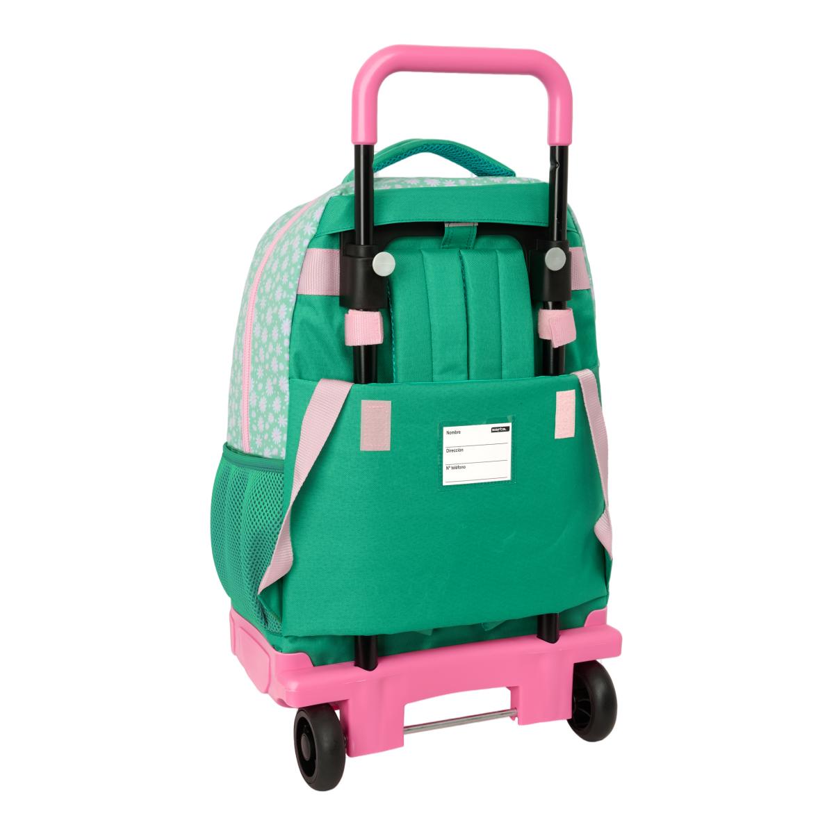 Mochila Grande com Rodas Compact Amovível Safta "Margaritas" - Menta Menta-2
