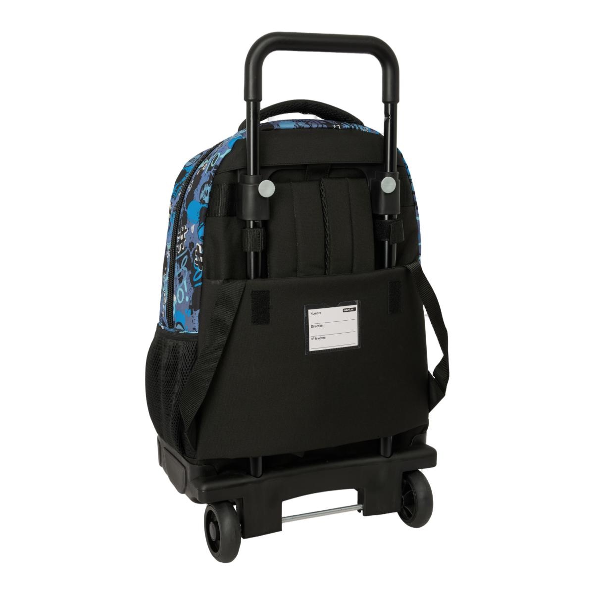 Mochila Grande com Rodas Compact Amovível Safta "Street" - Azul, Cinopse e Preto Azul / Cinzento-2