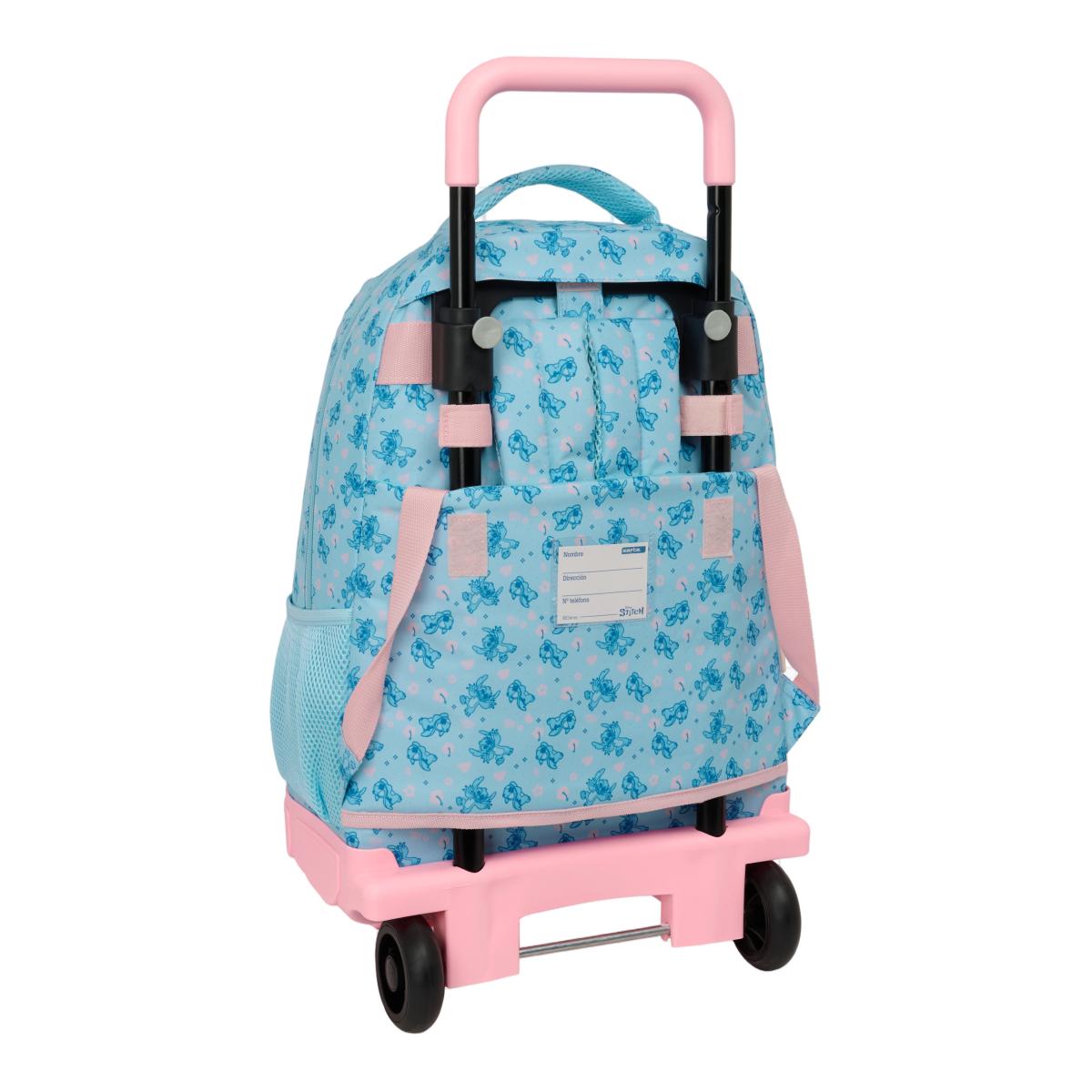 Mochila Grande com Rodas Compact Amovível Stitch Safta - Azul Claro e Rosa claro Azul-claro-2