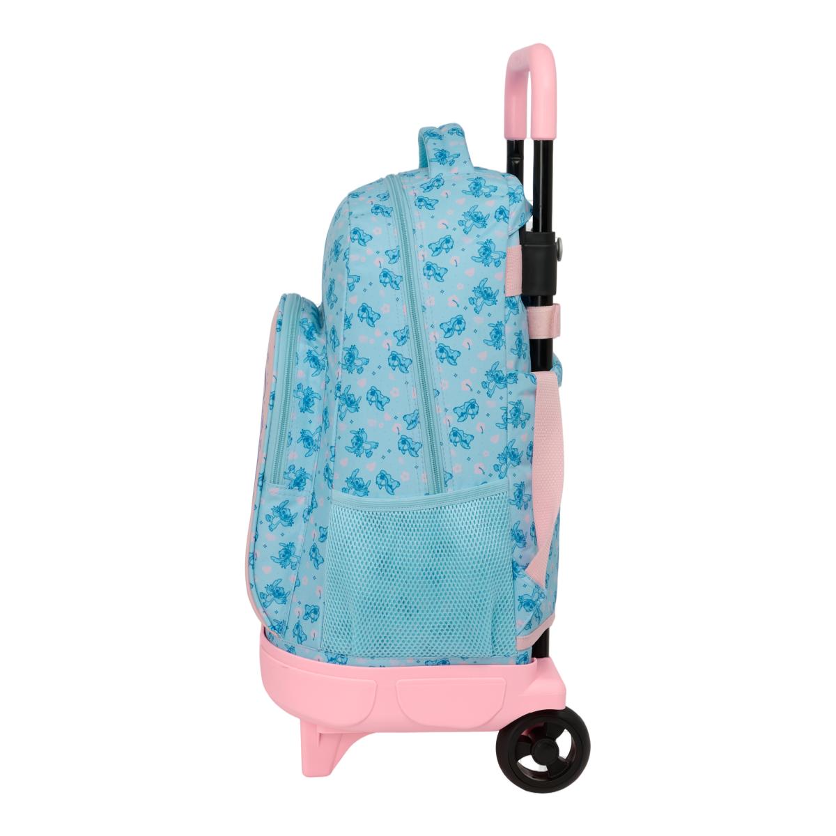Mochila Grande com Rodas Compact Amovível Stitch Safta - Azul Claro e Rosa claro Azul-claro-3