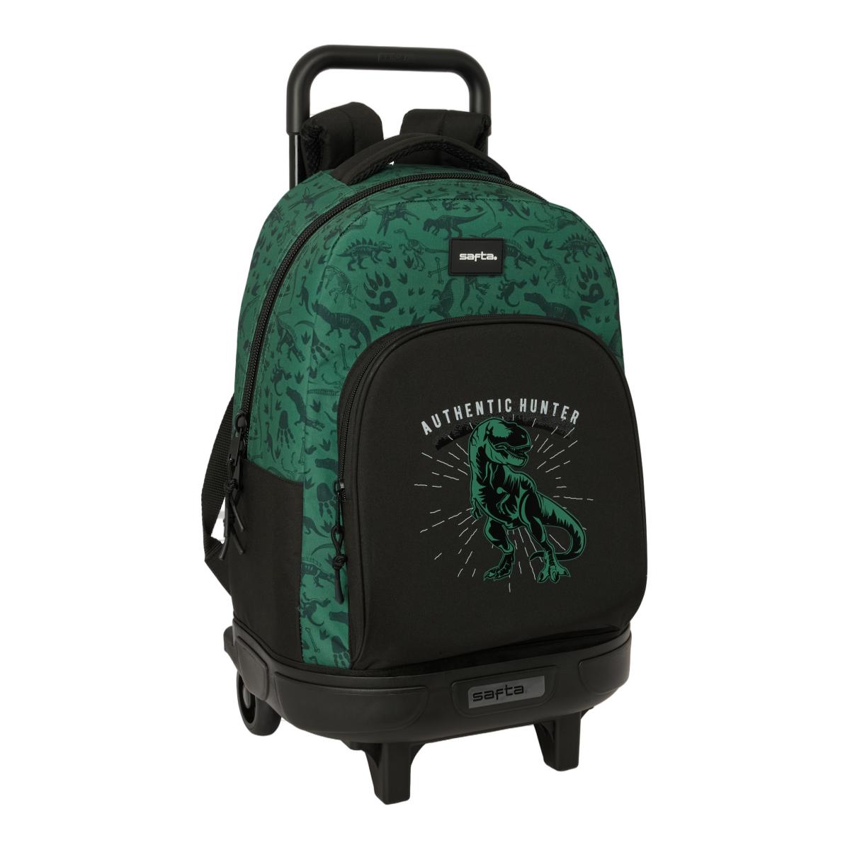 Imagem 0 de Mochila Grande com Rodas Compact Extraible Safta "Hunter" - Verde e Preto
