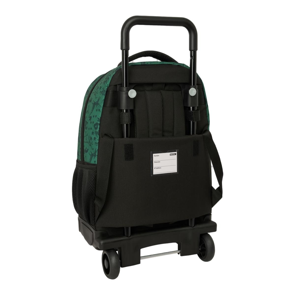 Mochila grande con ruedas compact extraible Safta "Hunter" verde y negra Verde / Negro-2