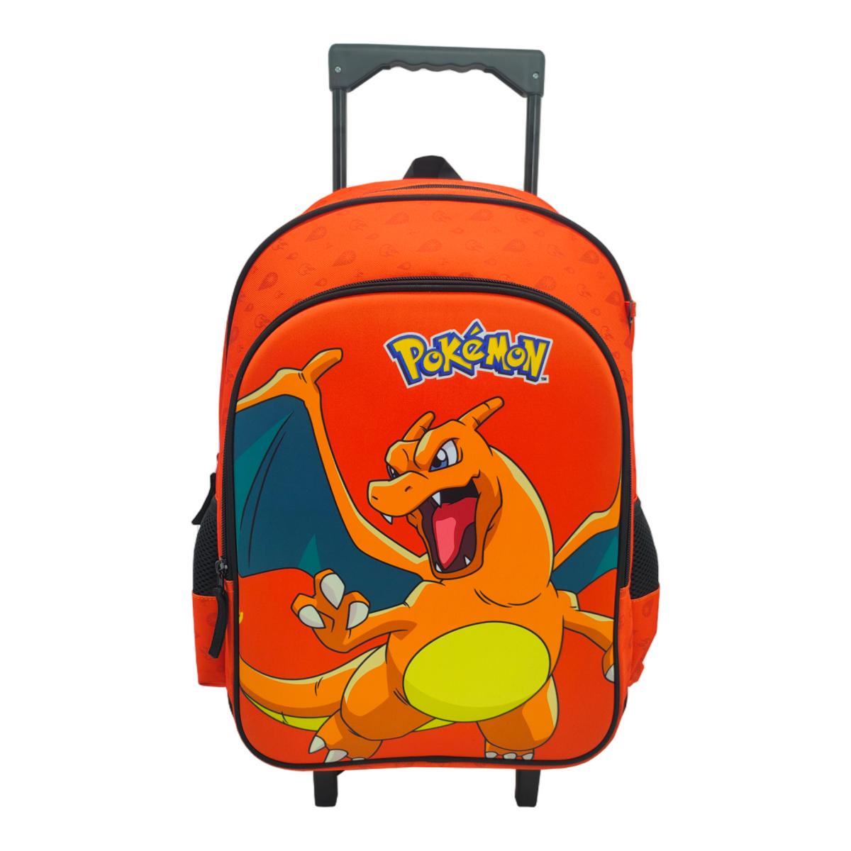 Conjunto Funcional 3 Pieças Trolley Basico mais Lancheira e Estojo Cilindrico Pokémon CyP Brands - Laranja Multicolor Verde / Multicolor-2