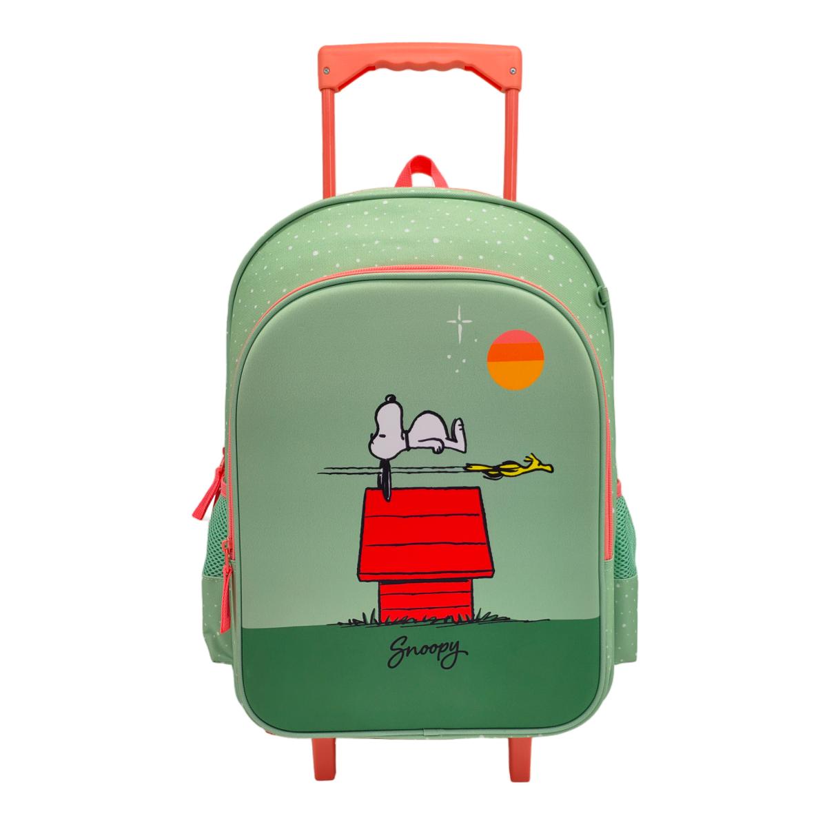 Conjunto Funcional 3 Peças Trolley Basico mais Lancheira e Estojo Cilindrico Snoopy CyP Brands - Verde Multicolor Verde / Multicolor-2