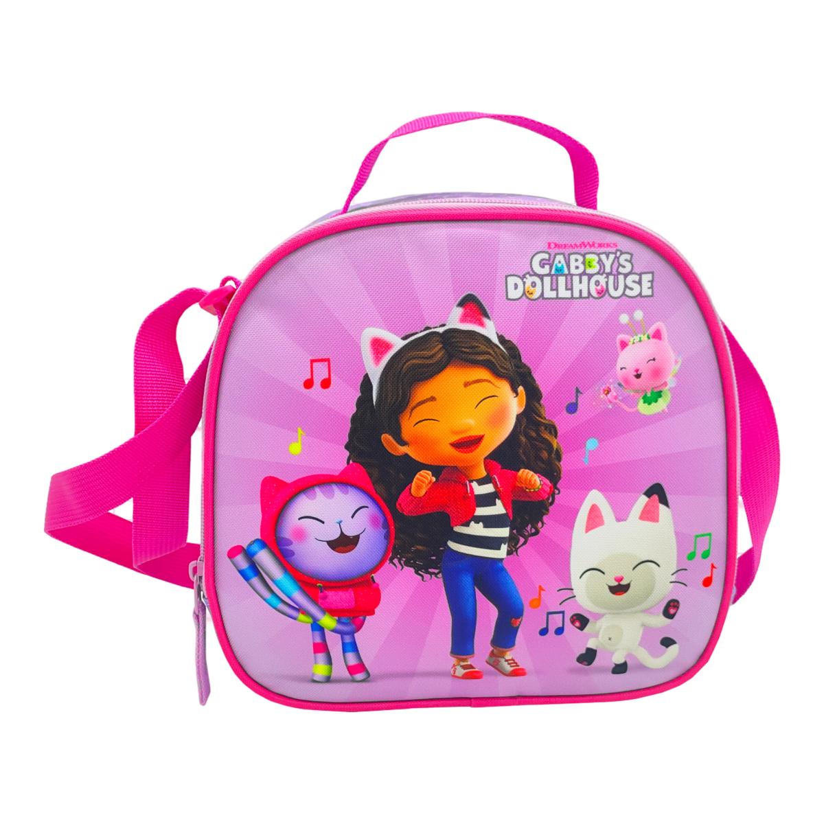 Conjunto Funcional 3 Peças Trolley Basico mais Lancheira e Estojo Cilindrico Gabby´s Dollhouse CyP Brands - Lilás Multicolor Verde / Multicolor-7