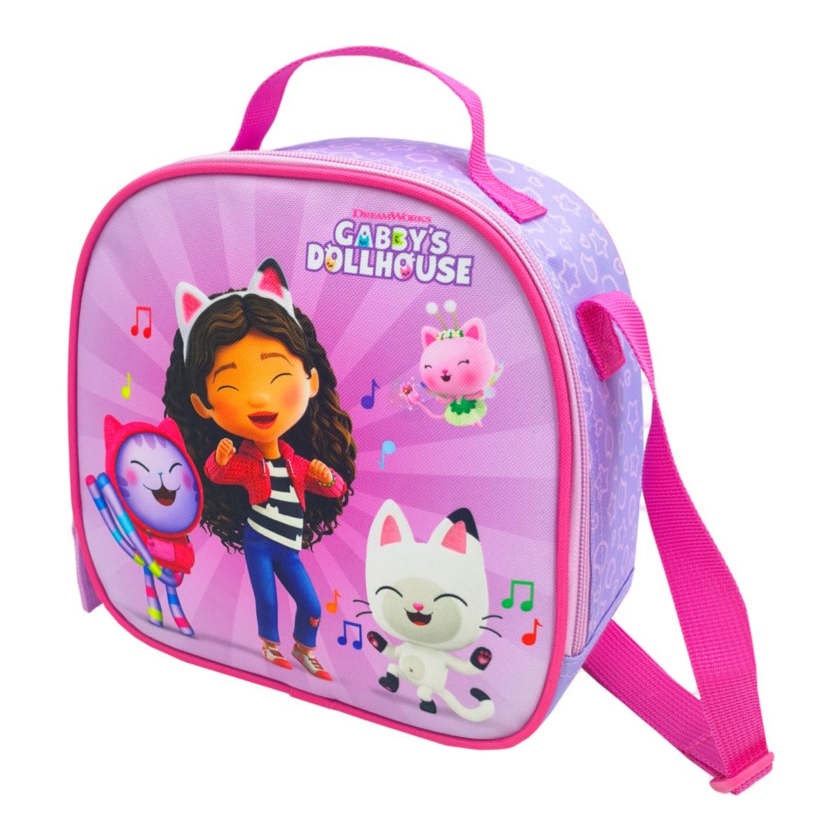 Conjunto Funcional 3 Peças Trolley Basico mais Lancheira e Estojo Cilindrico Gabby´s Dollhouse CyP Brands - Lilás Multicolor Verde / Multicolor-8