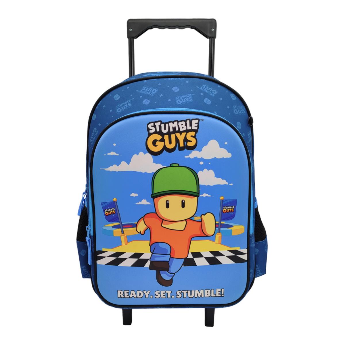 Conjunto Funcional 3 Peças Trolley Basico mais Lancheira e Estojo Cilindrico Stumble Guys CyP Brands - Azul Multicolor Verde / Multicolor-2