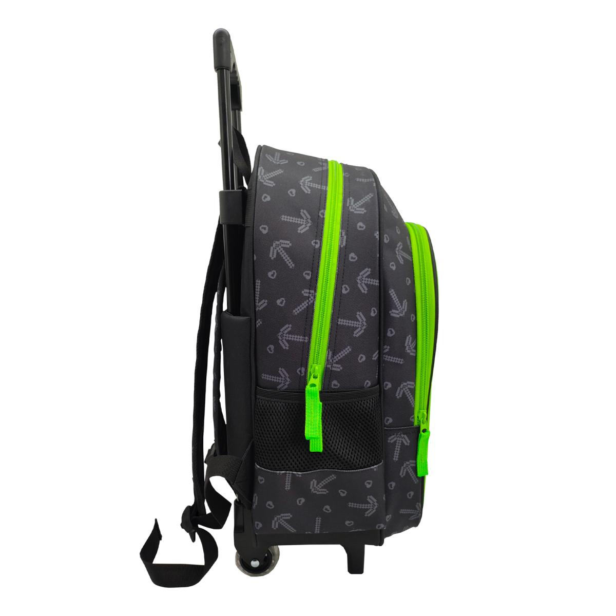 Conjunto Funcional 3 Peças Trolley Basico mais Lancheira e Estojo Cilindrico Minecraft CyP Brands - Verde Multicolor Verde / Multicolor-4