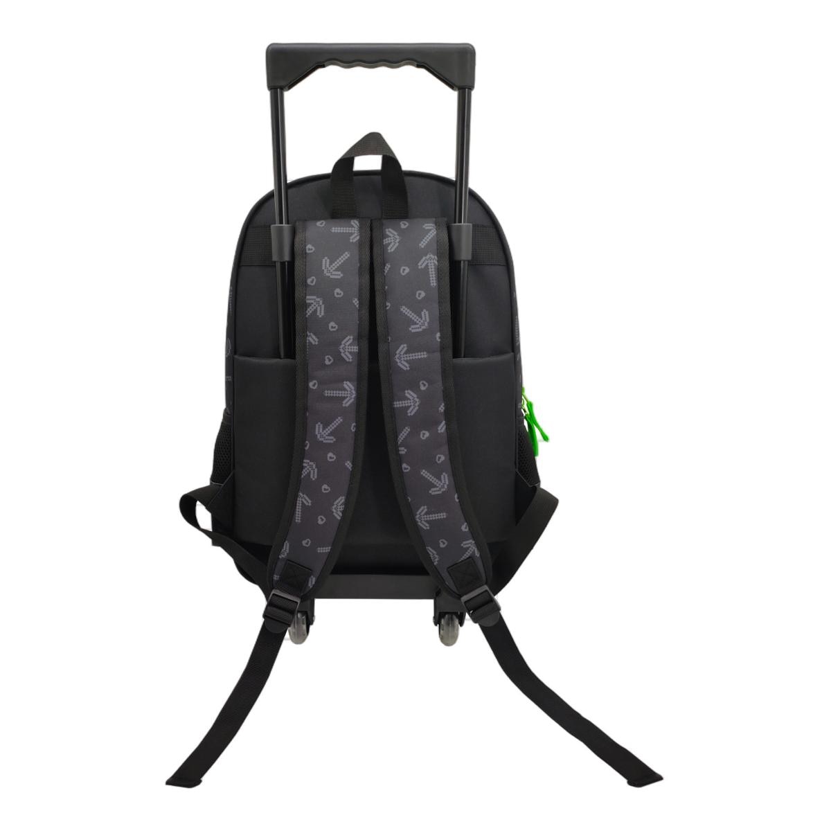 Conjunto Funcional 3 Peças Trolley Basico mais Lancheira e Estojo Cilindrico Minecraft CyP Brands - Verde Multicolor Verde / Multicolor-5