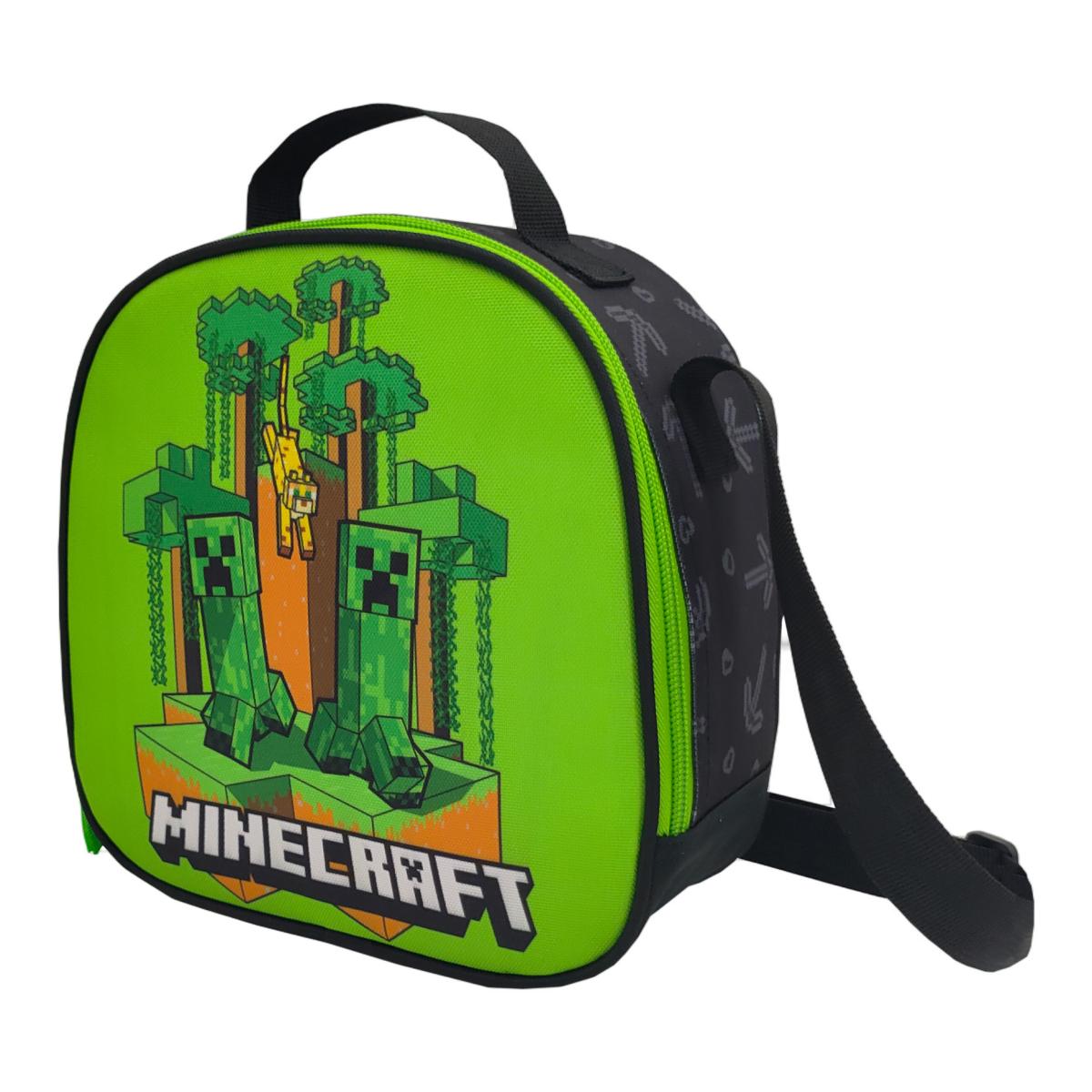 Conjunto Funcional 3 Peças Trolley Basico mais Lancheira e Estojo Cilindrico Minecraft CyP Brands - Verde Multicolor Verde / Multicolor-7