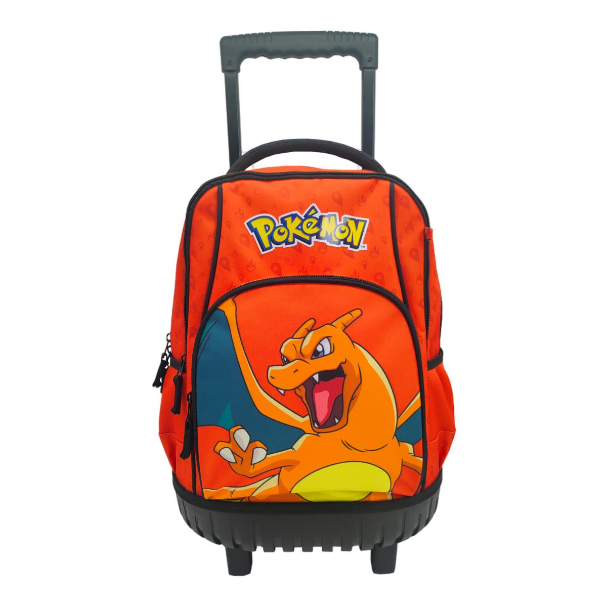 Conjunto Compacto 3 Peças Trolley Basico mais Lancheira e Estojo Cilindrico Pokémon CyP Brands - Laranja Multicolor Laranja / Multicolor-2
