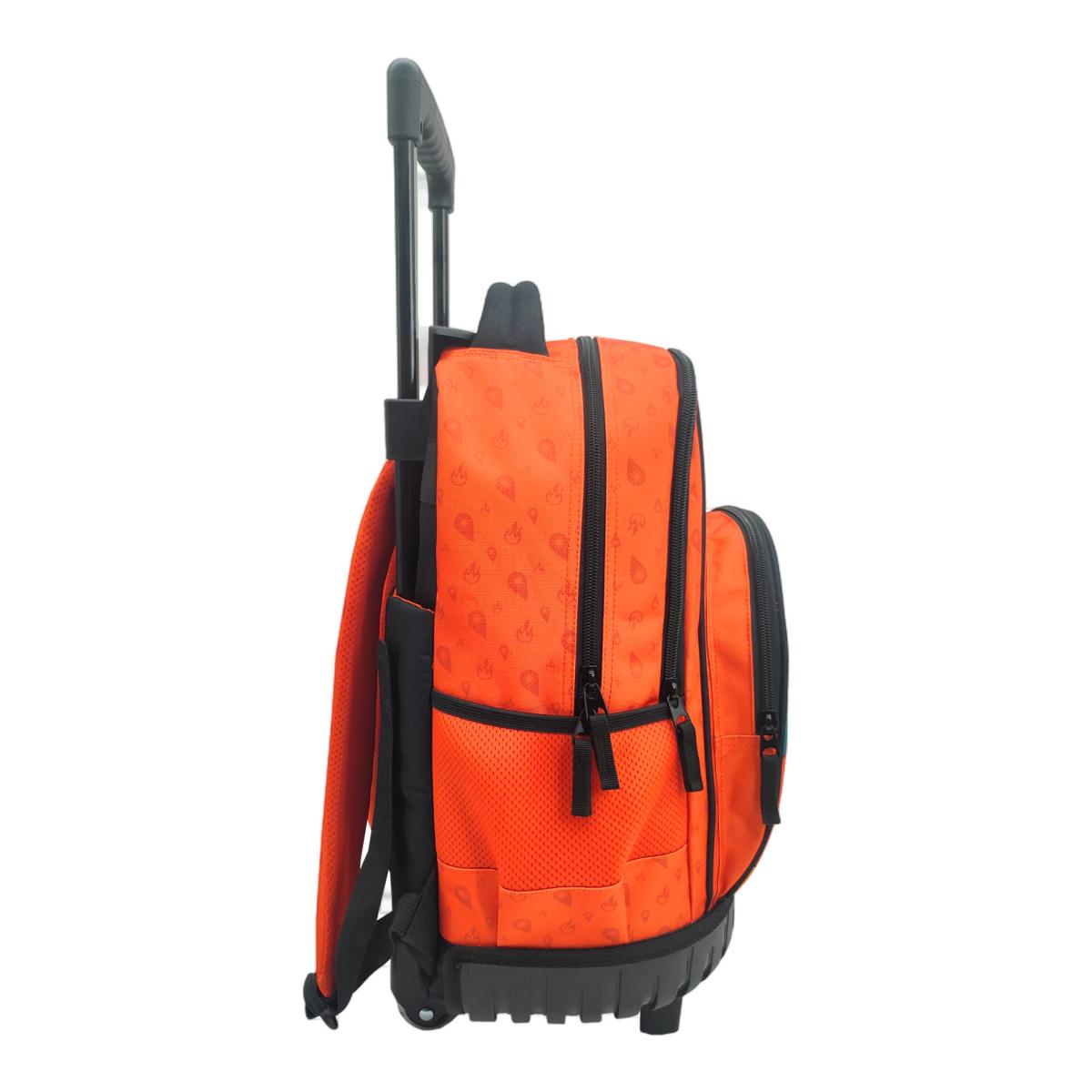 Conjunto Compacto 3 Peças Trolley Basico mais Lancheira e Estojo Cilindrico Pokémon CyP Brands - Laranja Multicolor Laranja / Multicolor-4