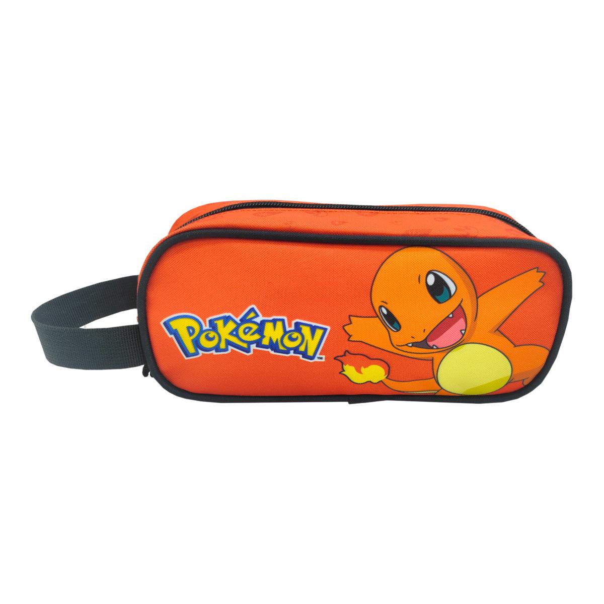 Conjunto Compacto 3 Peças Trolley Basico mais Lancheira e Estojo Cilindrico Pokémon CyP Brands - Laranja Multicolor Laranja / Multicolor-10