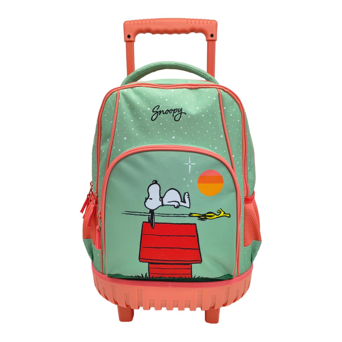 Conjunto Compacto 3 Peças Trolley Basico mais Lancheira e Estojo Cilindrico Snoopy CyP Brands - Verde Multicolor Verde / Multicolor-2
