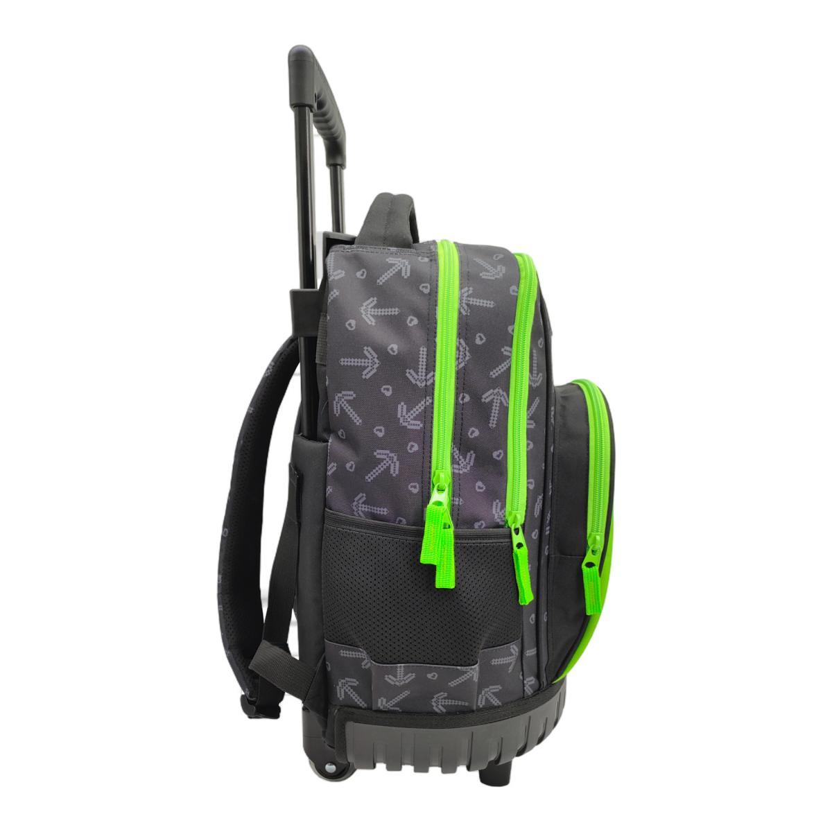 Conjunto Compacto 3 Peças Trolley Basico mais Lancheira e Estojo Cilindrico Minecraft CyP Brands - Verde Multicolor Verde / Multicolor-4