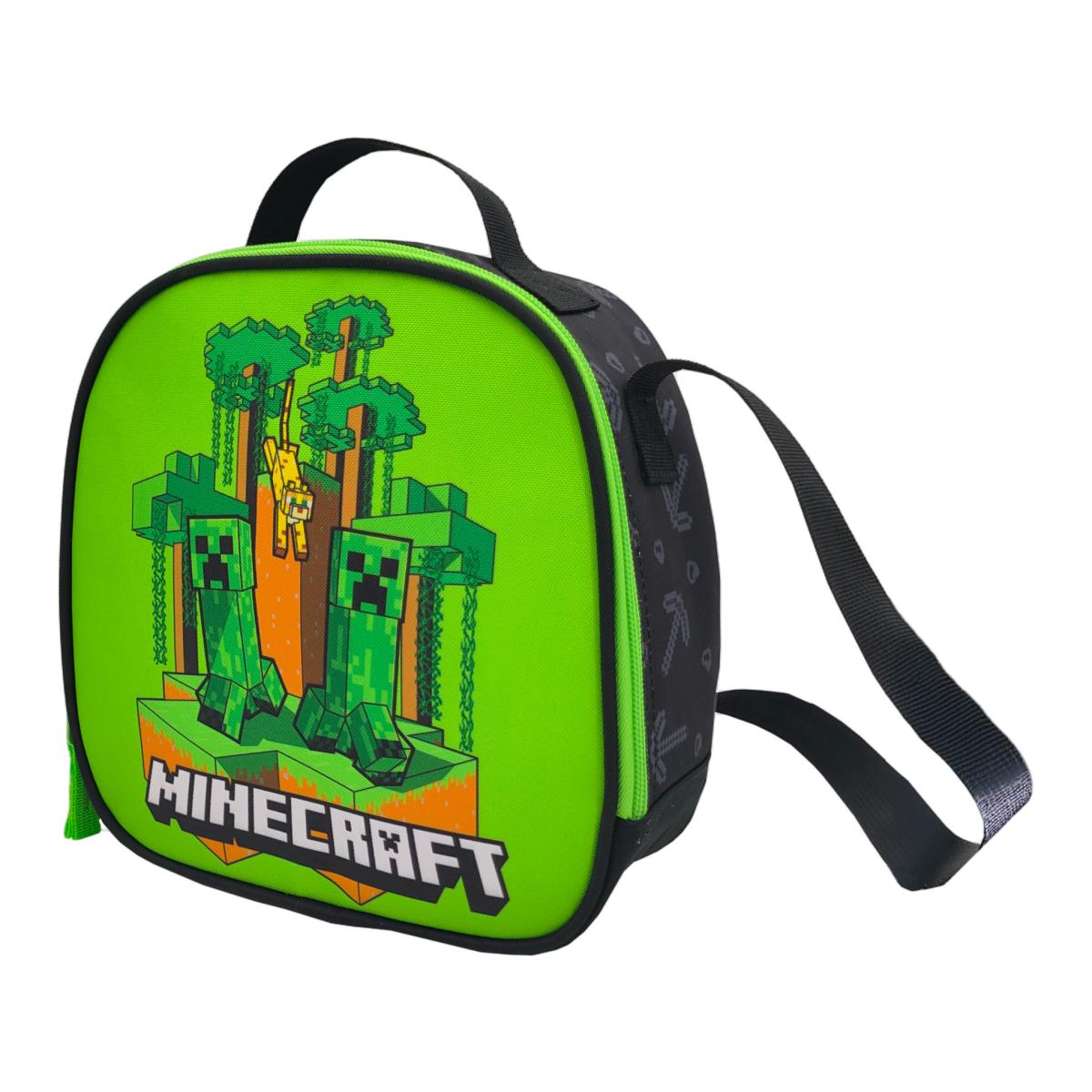 Conjunto Compacto 3 Peças Trolley Basico mais Lancheira e Estojo Cilindrico Minecraft CyP Brands - Verde Multicolor Verde / Multicolor-7