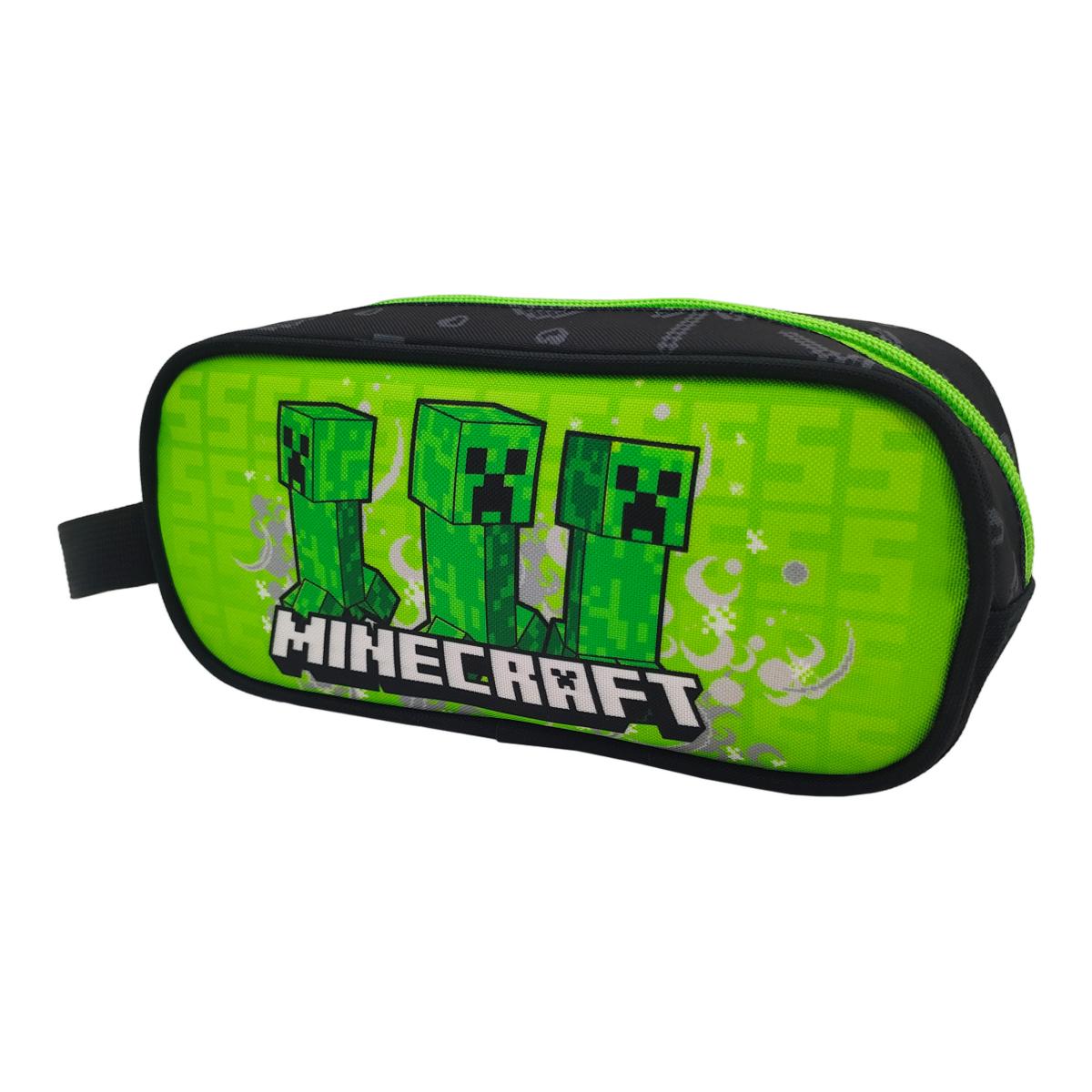 Conjunto Compacto 3 Peças Trolley Basico mais Lancheira e Estojo Cilindrico Minecraft CyP Brands - Verde Multicolor Verde / Multicolor-11