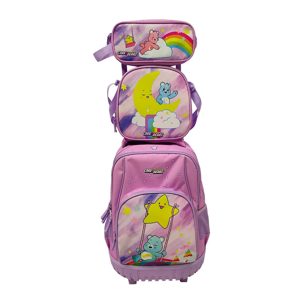 Imagem 0 de Conjunto Compacto 3 Peças Trolley Basico mais Lancheira e Estojo Cilindrico Care Bears CyP Brands - Malva Multicolor