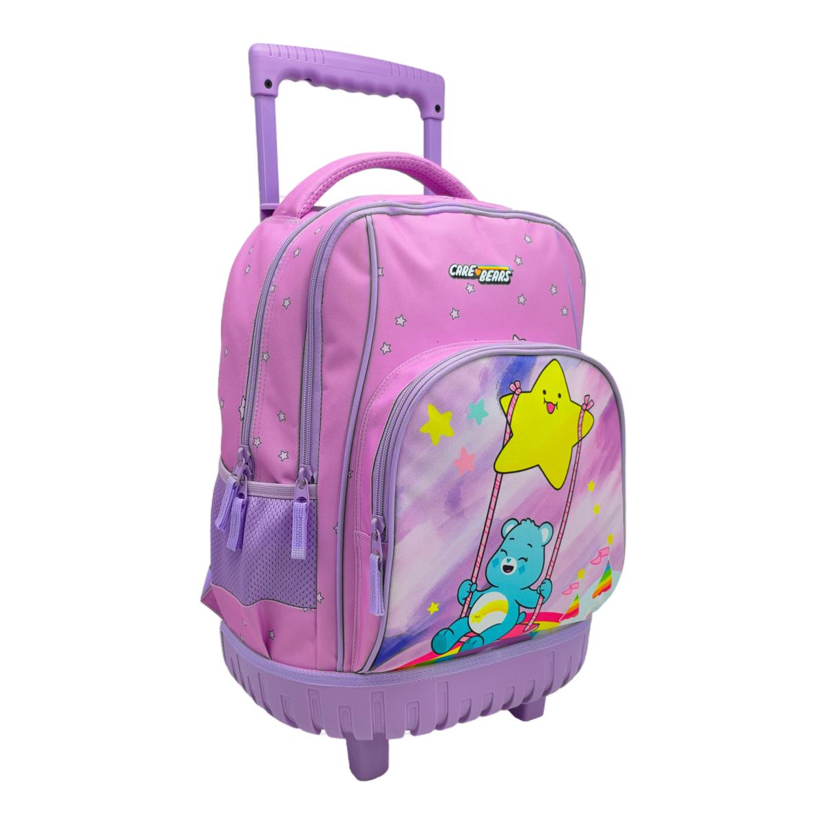 Conjunto Compacto 3 Peças Trolley Basico mais Lancheira e Estojo Cilindrico Care Bears CyP Brands - Malva Multicolor Malva-3