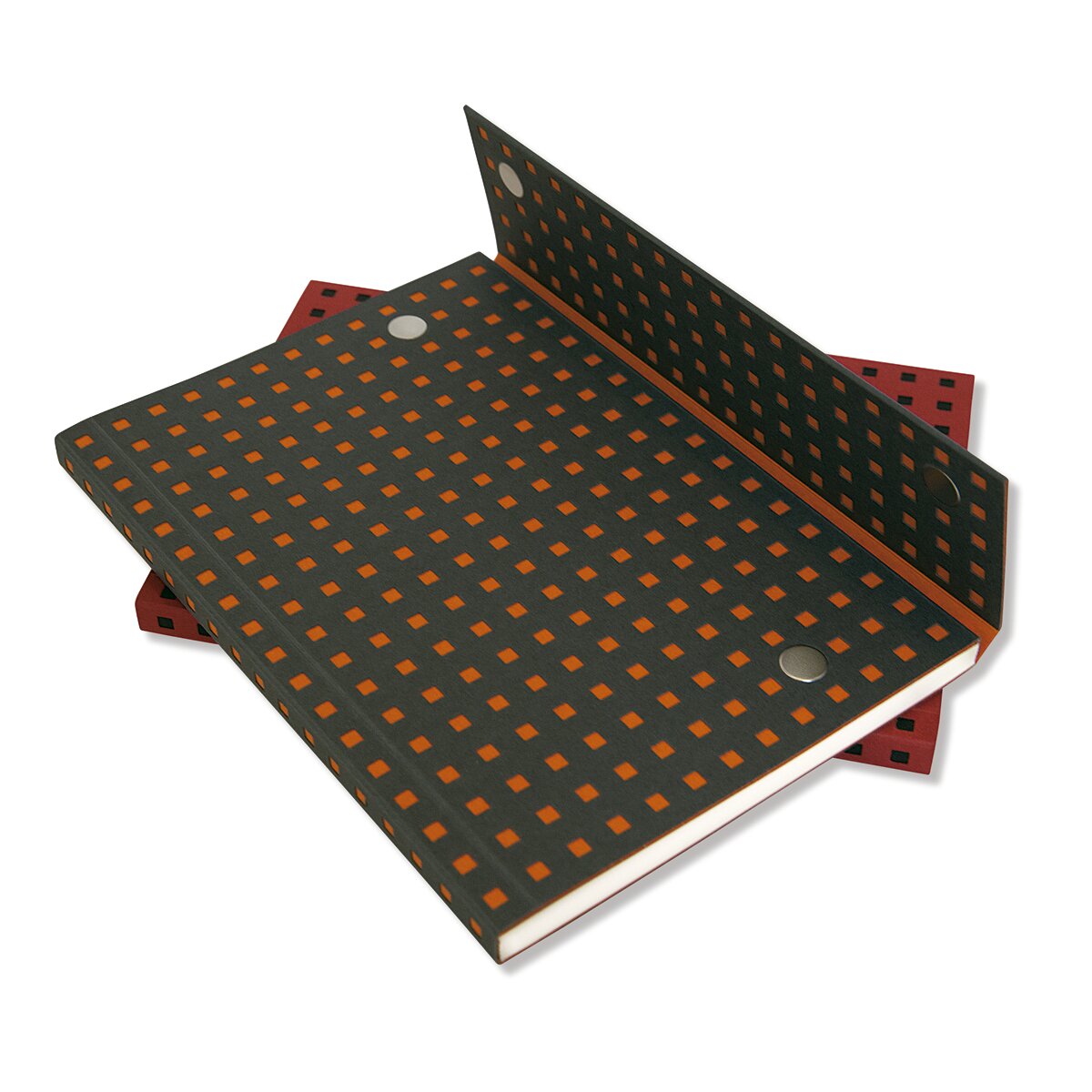 Bloco de linhas B6 Quadrado cinzento sobre laranja Cinzento / Laranja-2