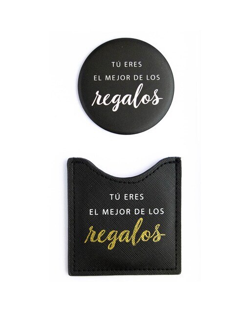 Espelho de bolso Tú Eres El Mejor De Los Regalos preto, branco e dourado Preto-1
