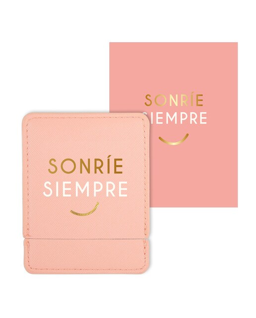 Cartão Espelho Sorri Sempre - Rosa Rosa / Dourado-1