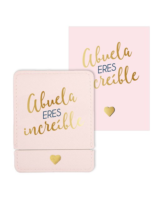 Cartão Espelho Abuela Eres Increíble - Rosa Rosa / Dourado-1