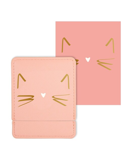 Cartão Espelho Gato - Rosa Rosa / Dourado-1