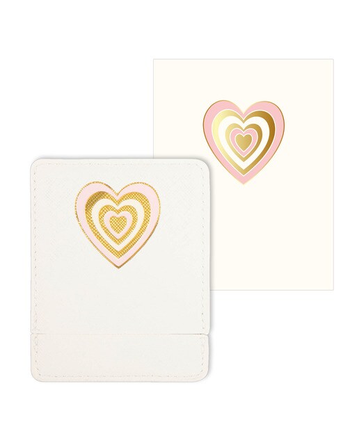 Cartão Espelho Coração - Rosa e Dourado Branco / Dourado-1