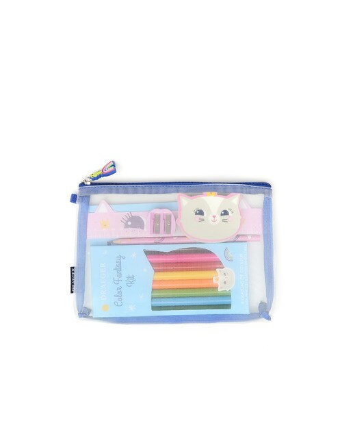 Kit de escrita para crianças com personagem Crianças linda gatinha princesa Draeger rosa Transparente-3
