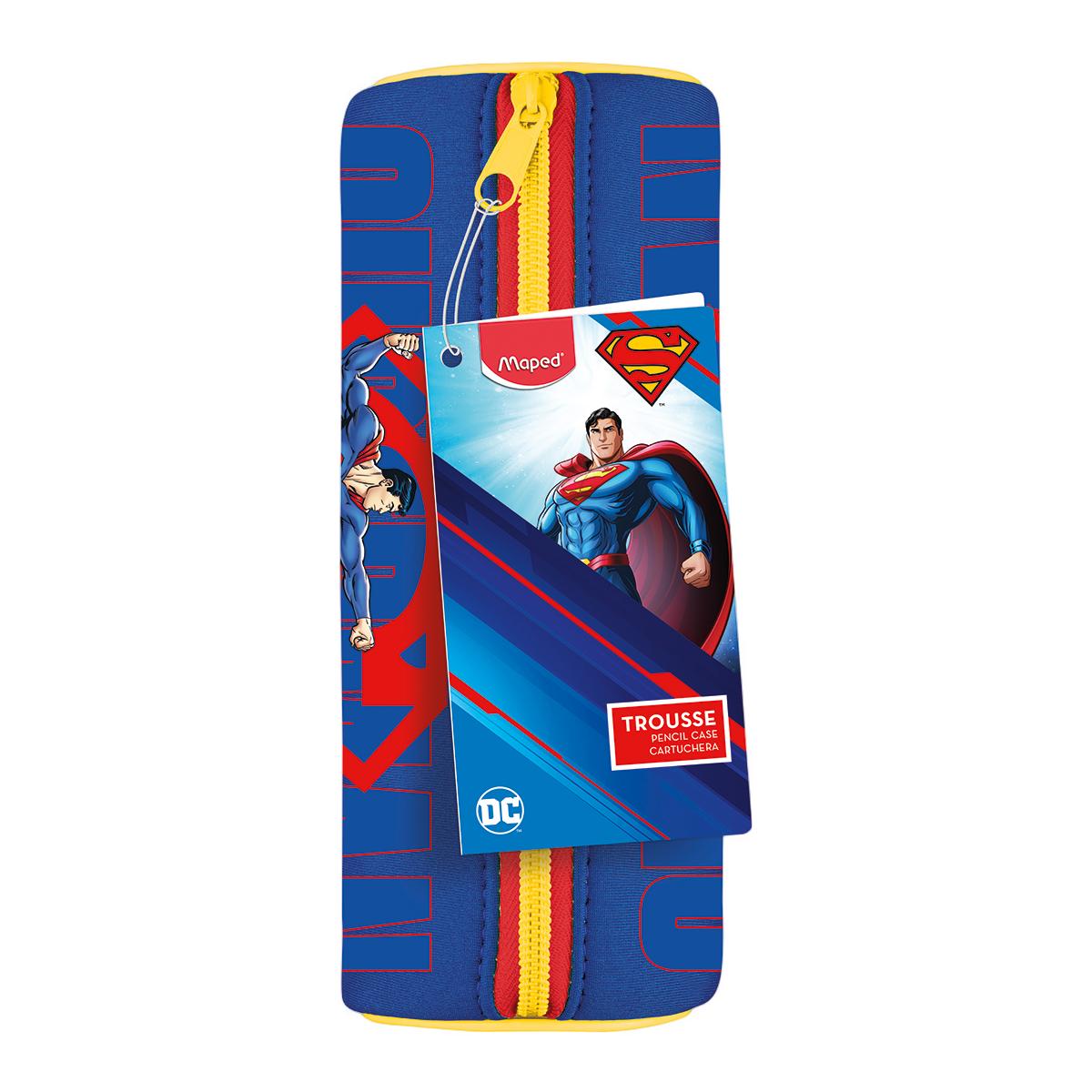 Imagen 0 de Estuche vacío de neopreno redondo Superman Maped color rojo, azúl y amarillo