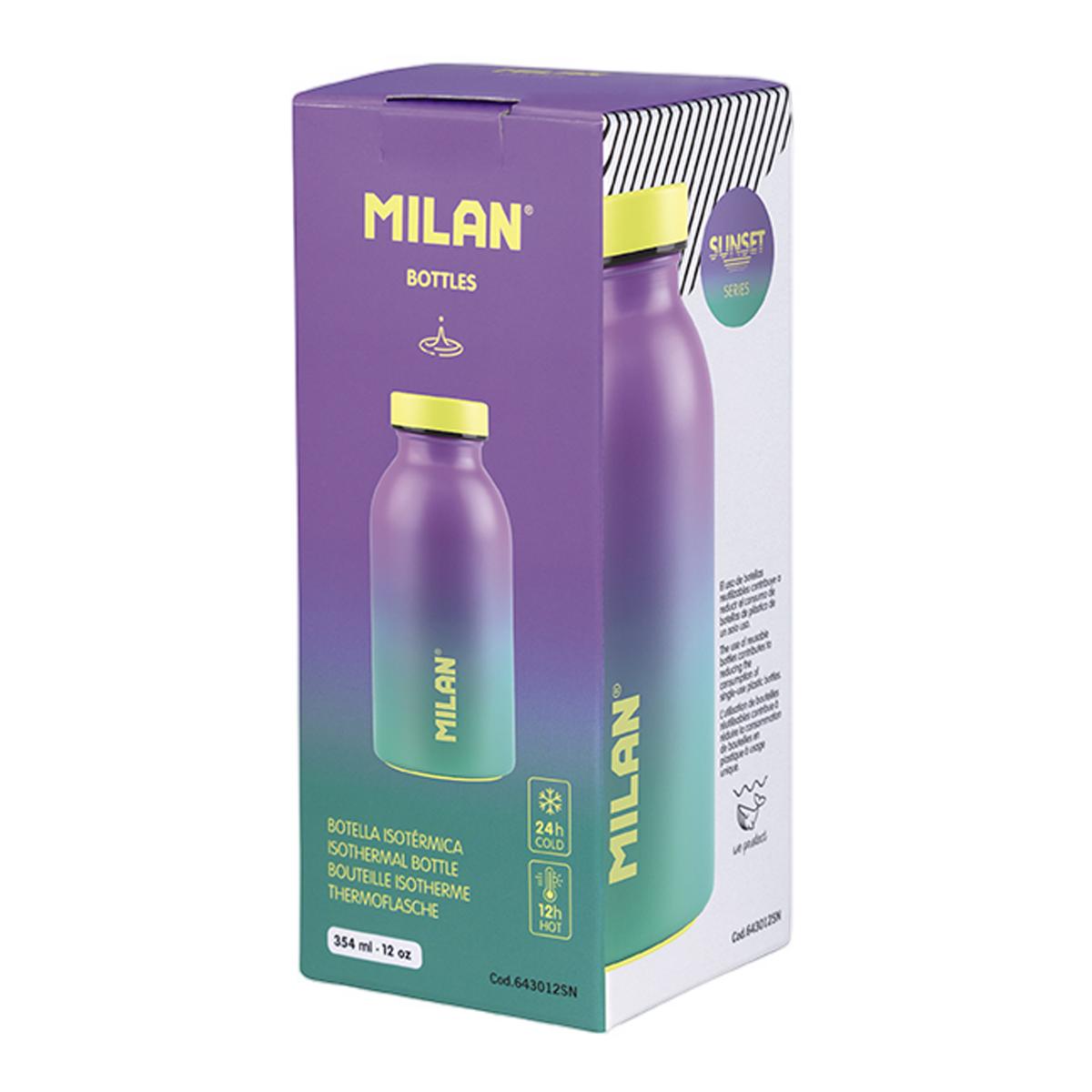 Garrafa Isotérmica de Aço Inox 0,35 L serie Sunset - Turquesa Lilás / Verde-3