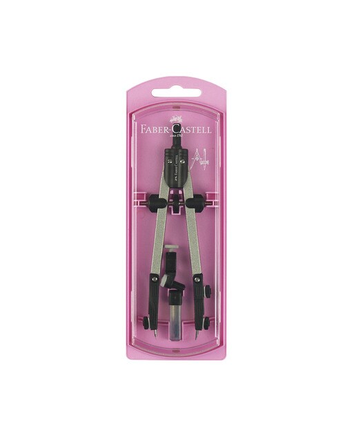 Imagen 0 de Compas de ajuste rápido con adaptador universal, articulado, uso escolar y profesional Faber-Castell rosa pastel