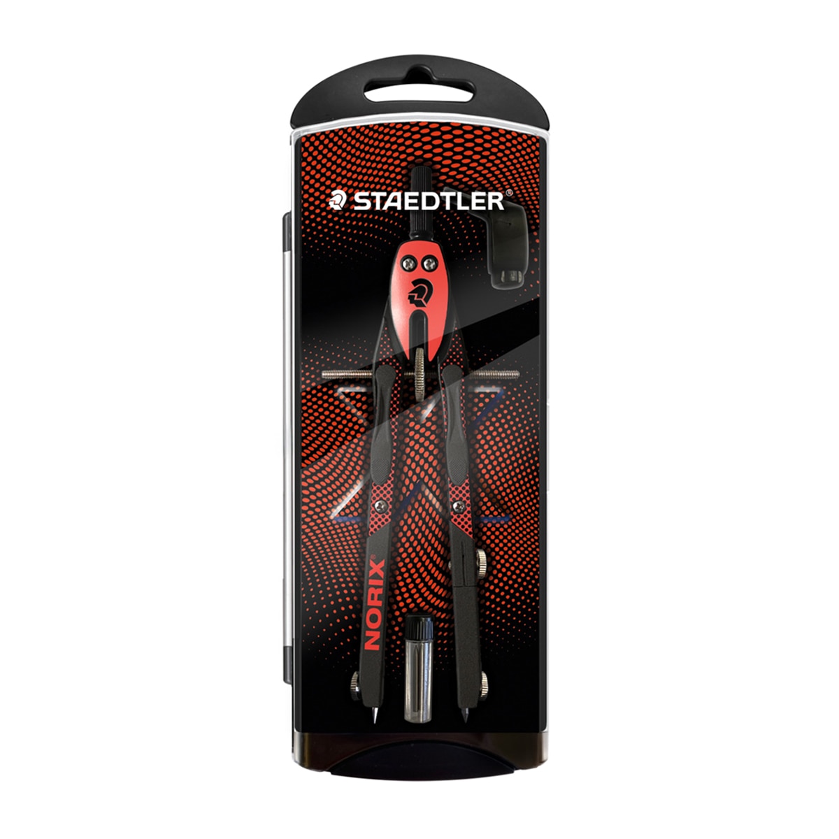 Imagen 0 de Compás Norixmetálico, diámetro del círculo 350 mm y patas articuladas STAEDTLER  rojo