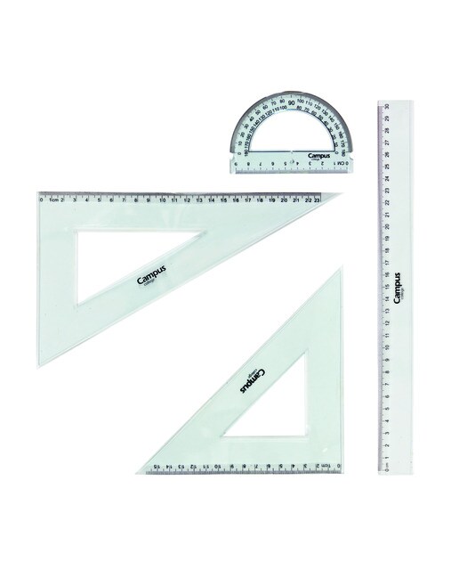 Set de reglas Campus College irrompible con funda 4 Piezas Transparente-2
