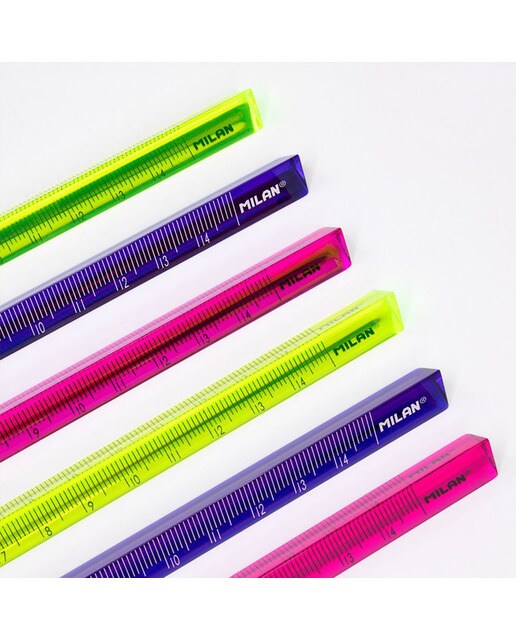 Régua triangular 15 cm serie Acid MILAN cores sortidas Sortido-4