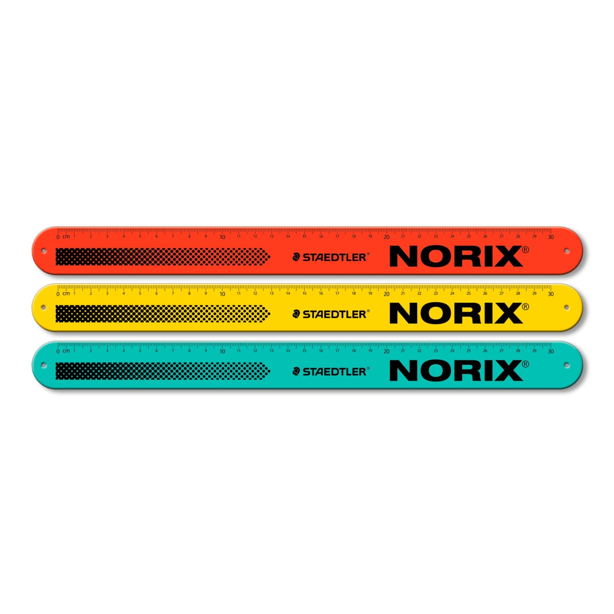 Reglas colores surtidos Norix flexible y enrollable, STAEDTLER, Color amarillo, coral y turquesa, 7