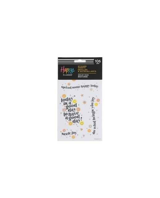 Imagem 0 de Pacote de 5 folhas de autocolantes Happy Planner multicoloridos com carinhas sorridentes
