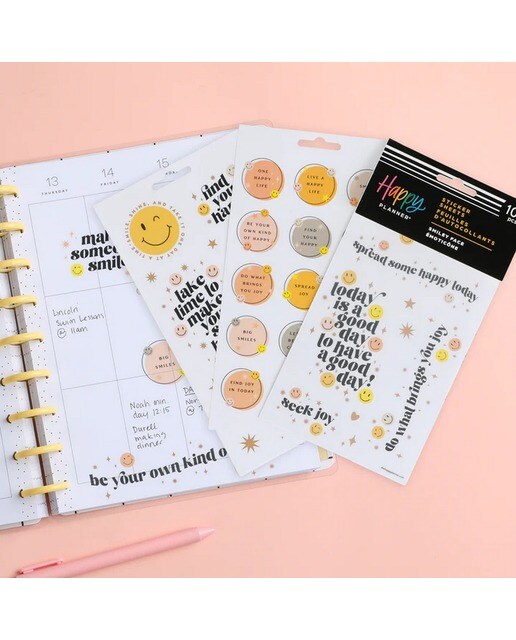 Pacote de 5 folhas de autocolantes Happy Planner multicoloridos com carinhas sorridentes 2