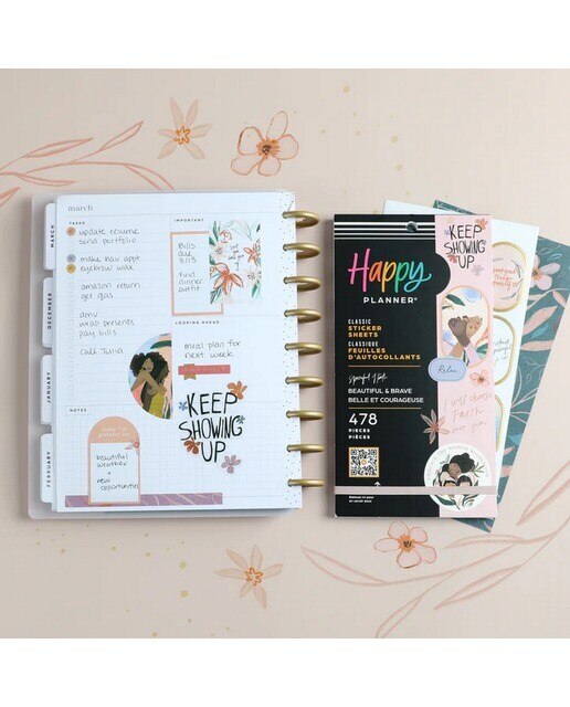 Conjunto de 30 folhas de autocolantes beautiful & brave Happy Planner multicolor 6