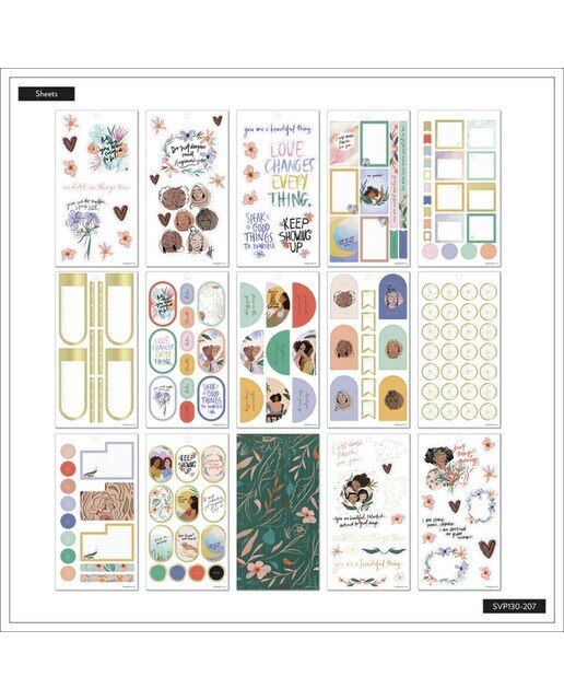 Conjunto de 30 folhas de autocolantes beautiful & brave Happy Planner multicolor 8