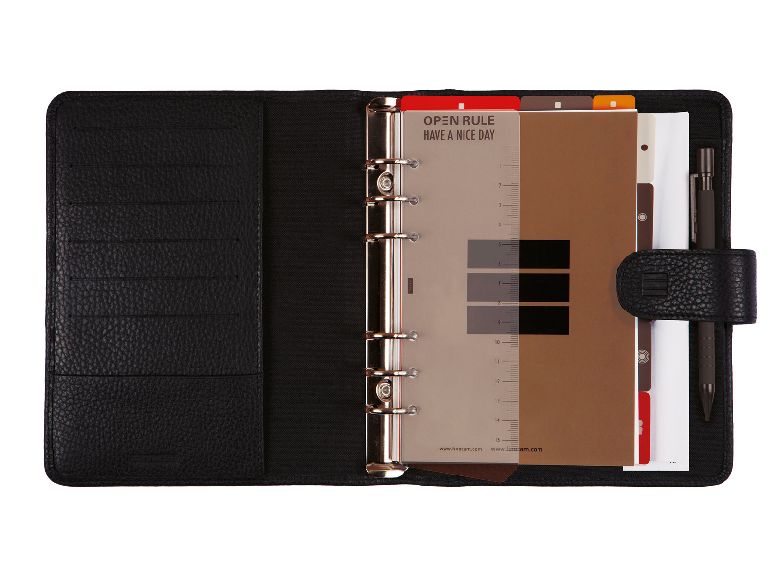 Agenda anillas año 2026 Open piel Andrea 1000-155x215 mm Semana Vista Vertical Finocam negro portugués Negro-2