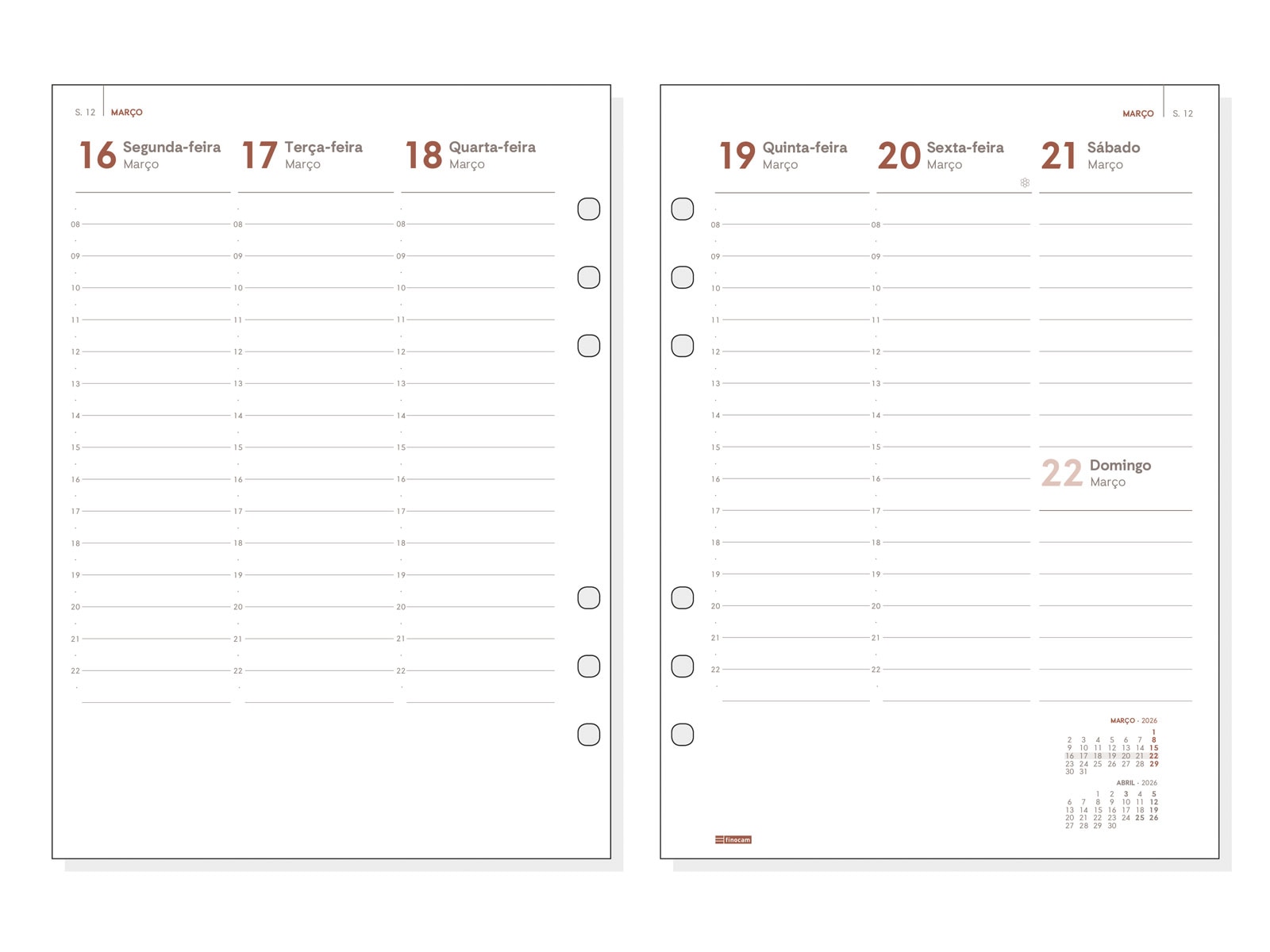 Agenda anillas año 2026 Open piel Andrea 1000-155x215 mm Semana Vista Vertical Finocam negro portugués Negro-3